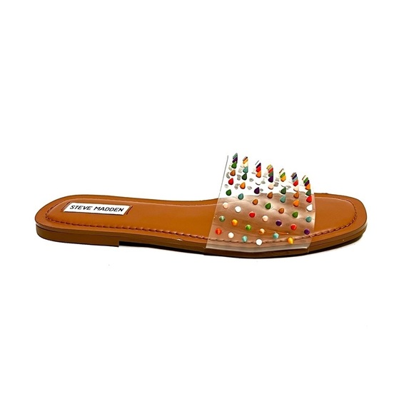 Vintage Y2K deadstock clear vinyl multicolor spike slide sandals - Picture 2 of 8